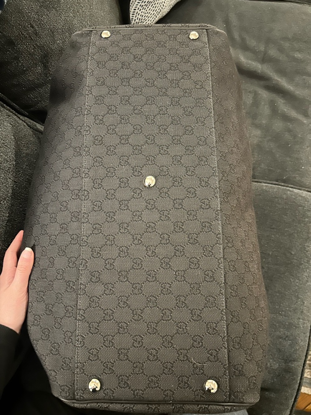 Gucci GG Monogram Large Weekend Duffel – Black/Silv - Picture 5 of 9